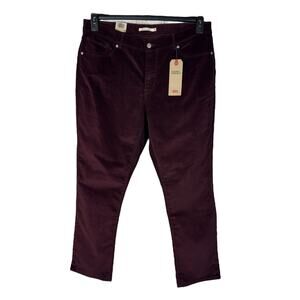 Levi’s SZ 16 Medium Classic Straight Corduroy Pants Mid-Rise Stretch Purple New